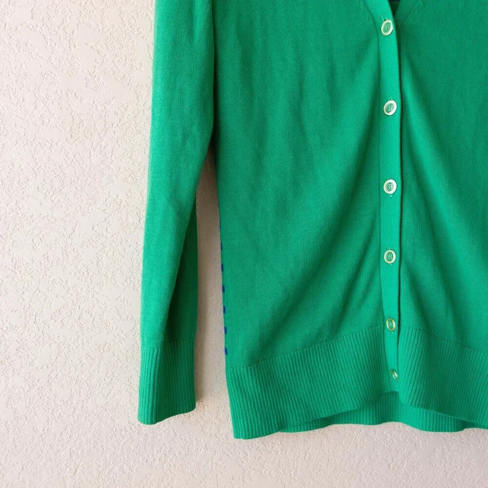 Banana Republic XS Green Blue Stripe Cardigan Button Front Cotton Blend